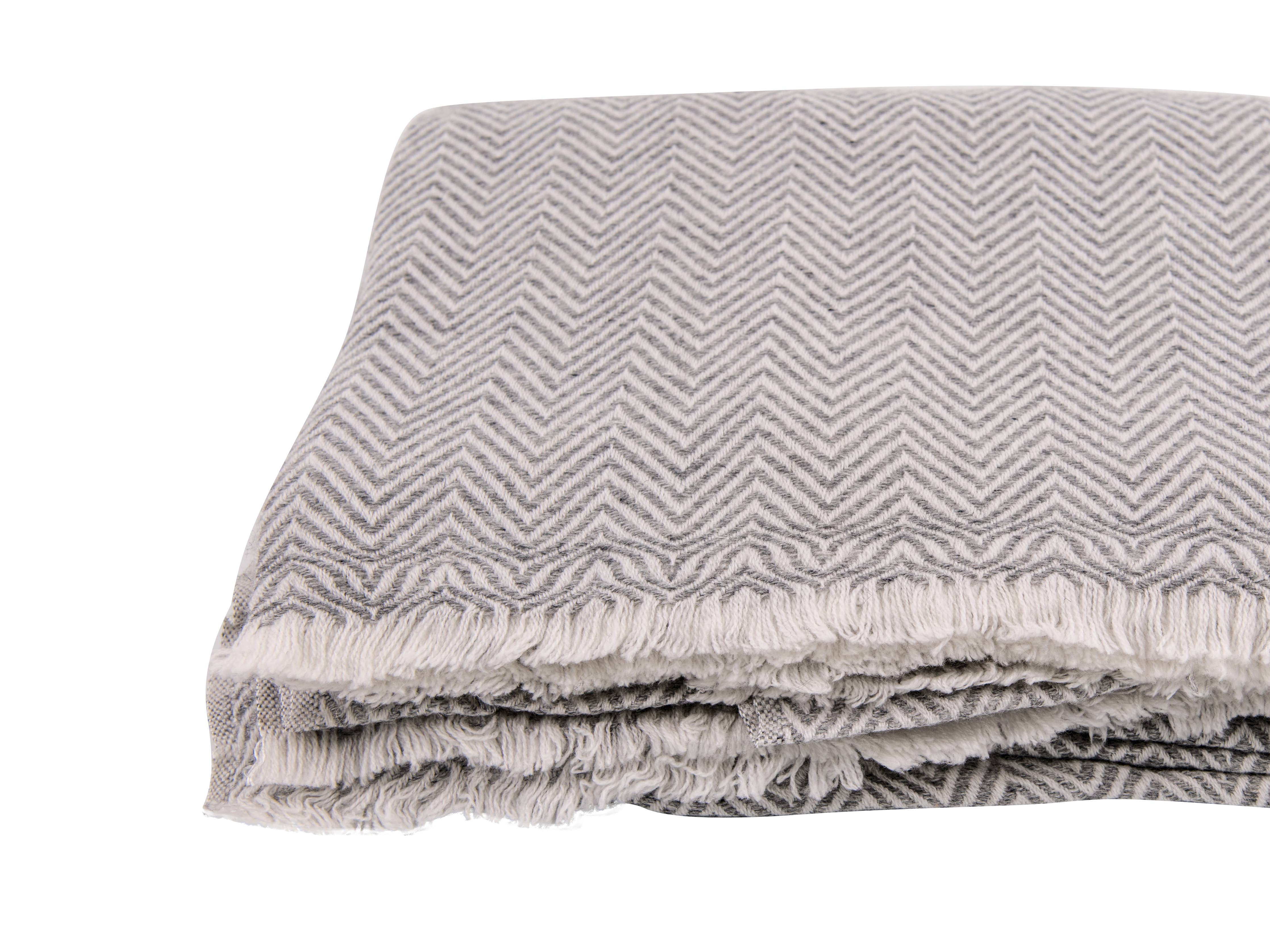 yanopurna - Wholesale Throw Blanket - Cashmere blanket with large herringbone - grey7