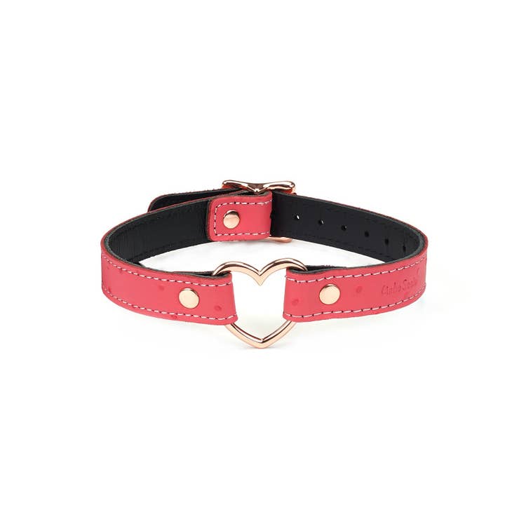 Liebe Seele - Wholesale Choker/Collar - Angel's Kiss Pink Leather Choker(Heart Shape)
