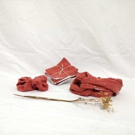 Brick and gold cotton gas box for wholesale by Marie-Ficelle