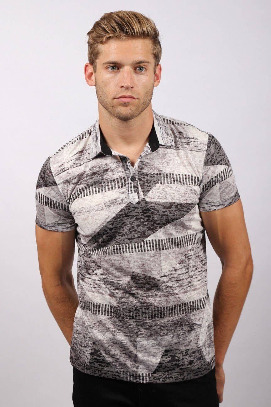 ZWART POLOSHIRT MET ZWARTE PRINT #T -1192P voor groothandel op Faire1