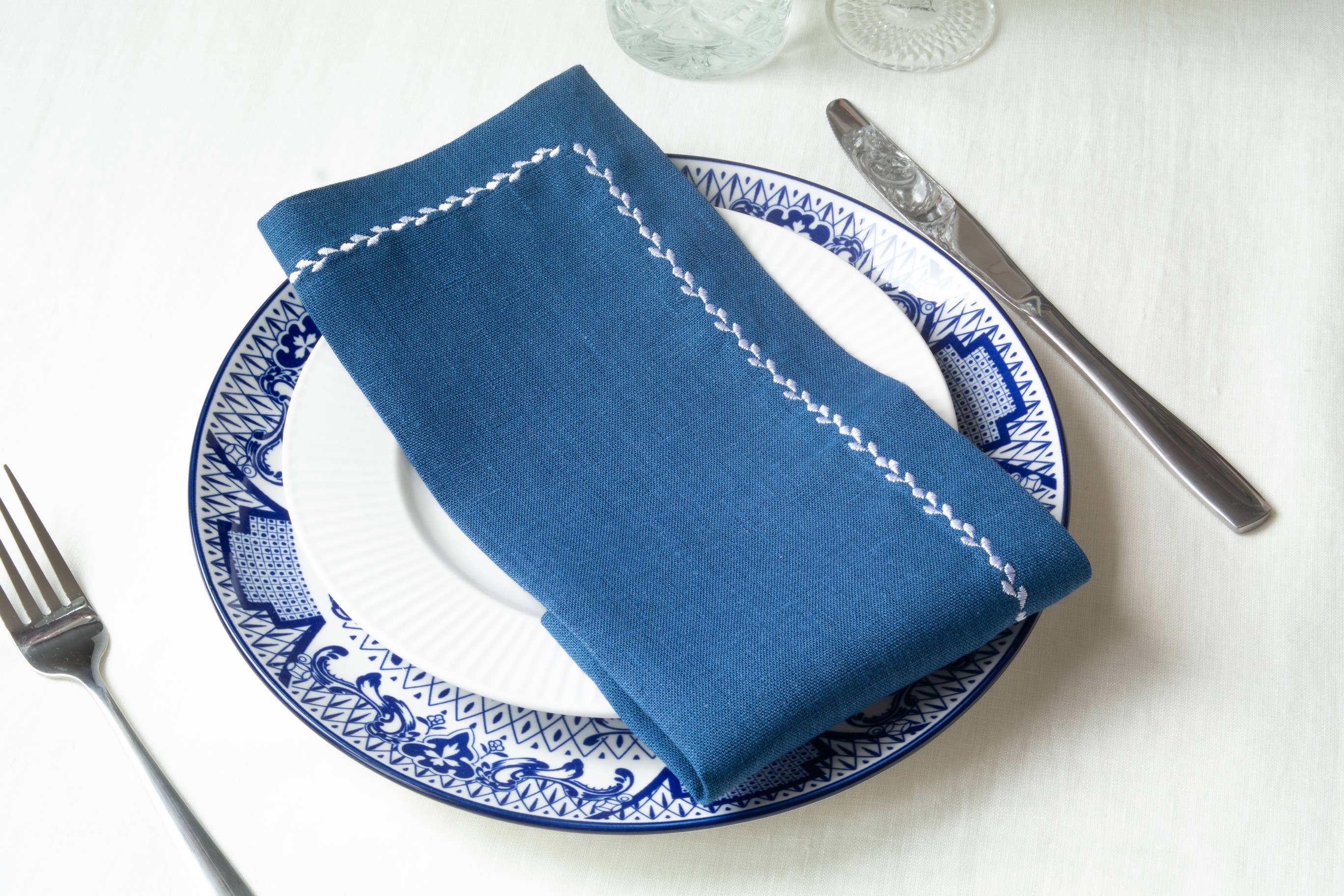 Liem Home – Guardanapo e pano de jantar por atacado – Guardanapos de linho com bordado na borda - Guardanapo de linho personalizado4