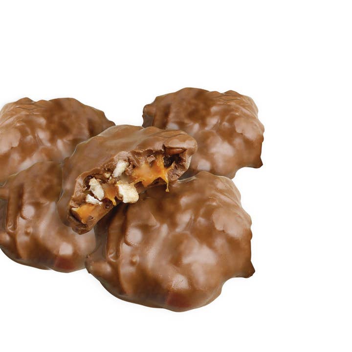 Bulk Premium Milk Chocolate Pecan Caramel Clusters for wholesale by Mascot Pecan