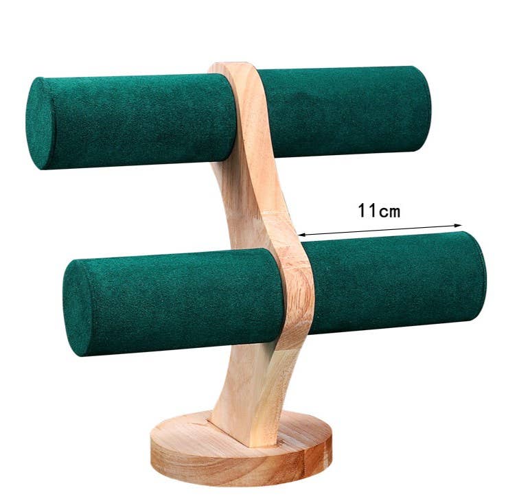 Zakka – wholesale Smyckesmonter – Zakka armband- och klockställ med dubbla stånghållare i trä3