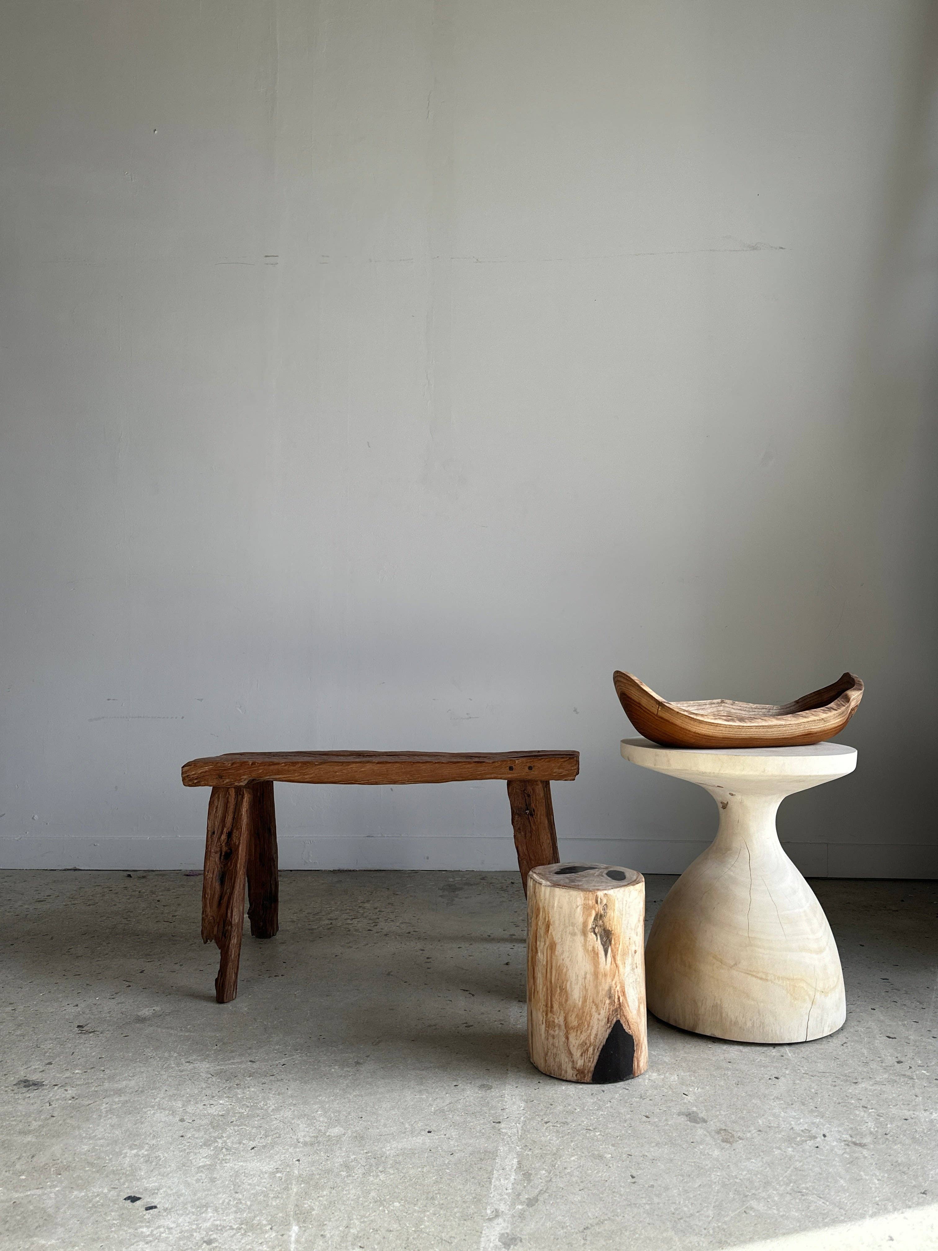 Office Objets - Wholesale Bench - Small organic bench in upcycled Asian teak quadripod openwork seat - Matahari16