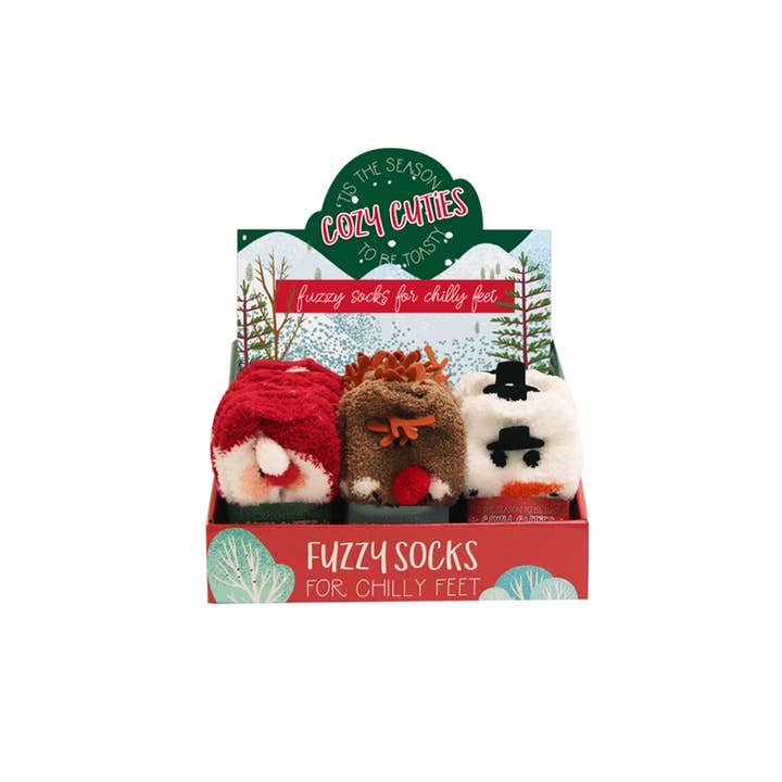 DM Merchandising – wholesale Socks – Unisex – Cozy Cuties Fuzzy Holiday Socks