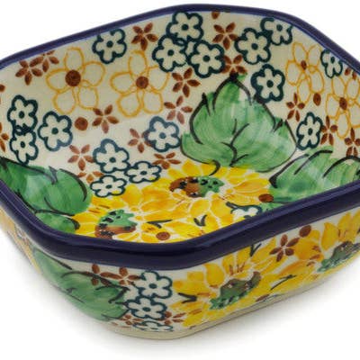 Bowl 4" Country Sunflower Theme UNIKAT for wholesale by Polmedia Polish Pottery