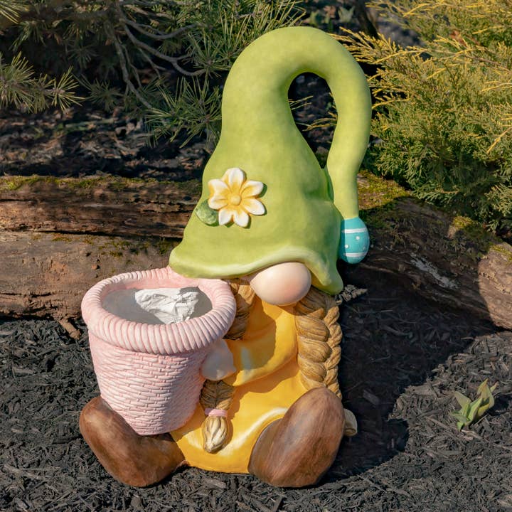 Zaer Ltd. International - Wholesale Garden Gnome - Spring Garden Gnomes with Planters- 2PC/Set4