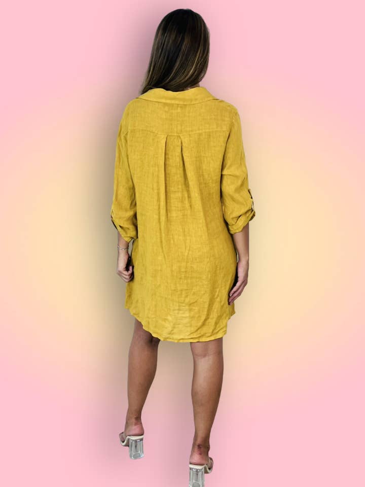 Linen & More – Engroshandel Skjorte med buttondown – til kvinder – REF 89075 kort skjortekjole i 100 % hør20