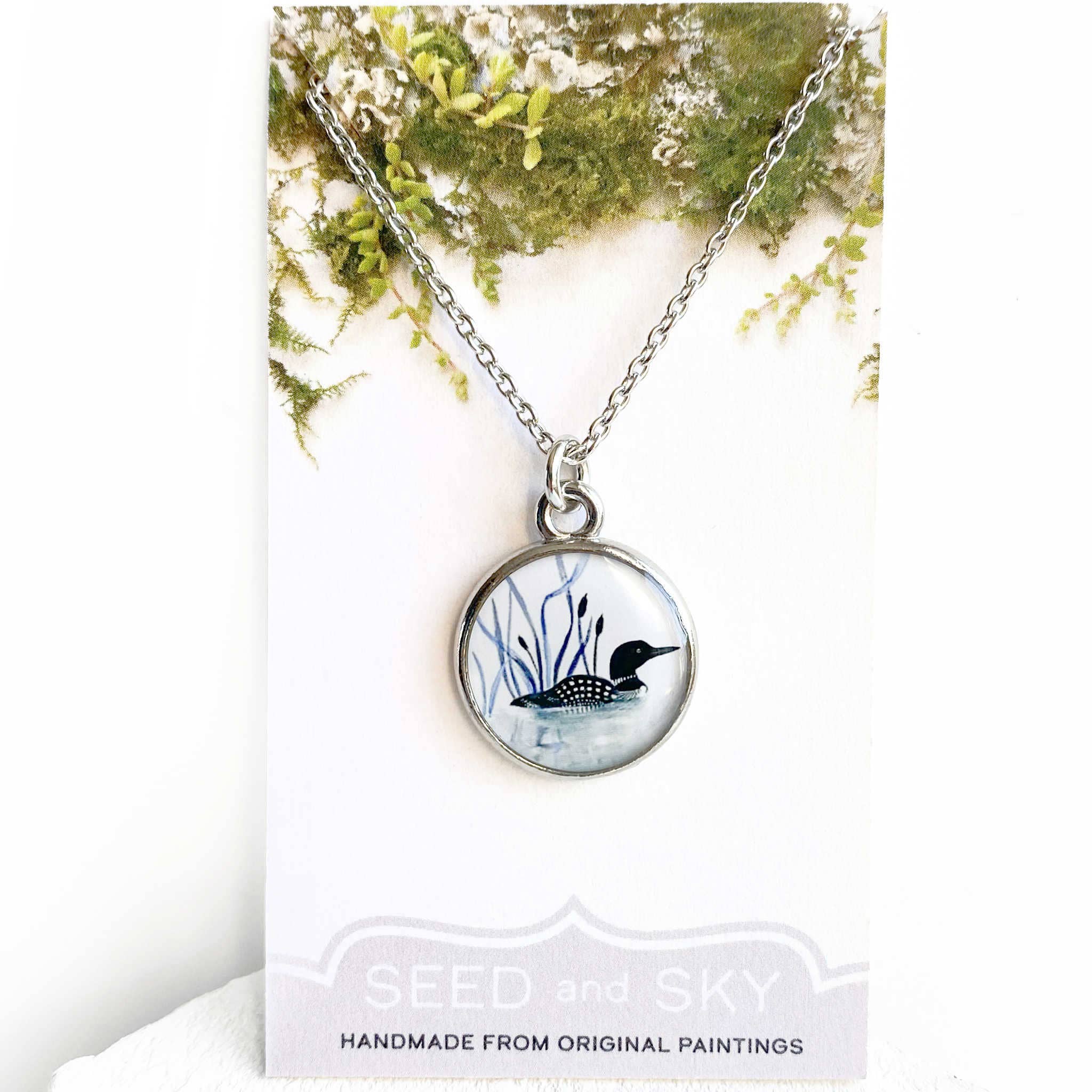 Seed and Sky – wholesale Hänge-/berlockhalsband – Loon Silver Halsband1