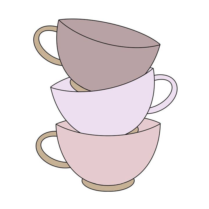 Pile de tasses à thé pour la vente par Maison’s Custom Cutters