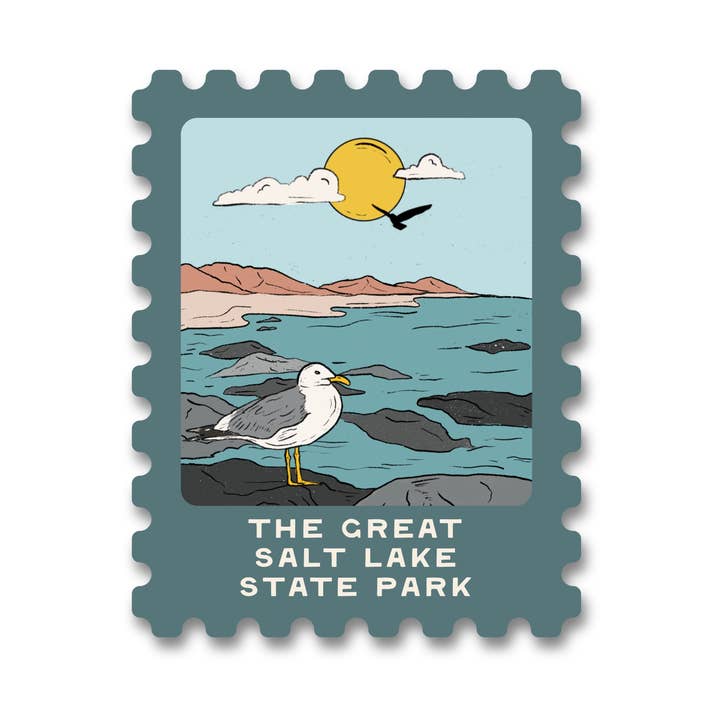 The Great Salt Lake State Park Vinyl Sticker for wholesale by The Doodling Nomad