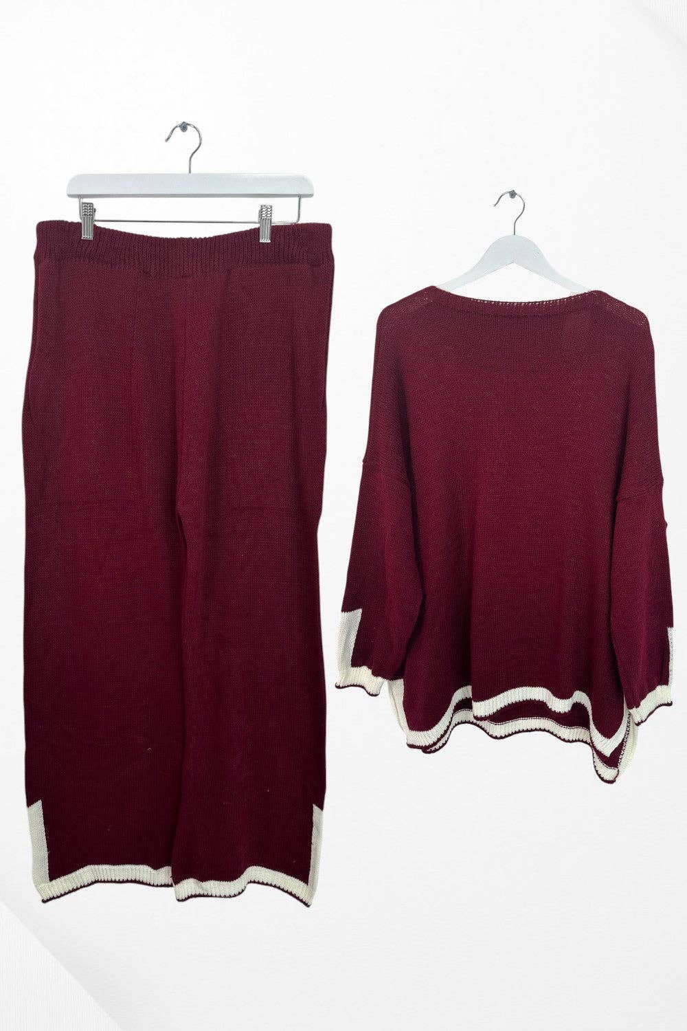 Miss Bold – wholesale Mjukisset – Dam – Italienskt oversize stickat set med kontrasterande kanter6