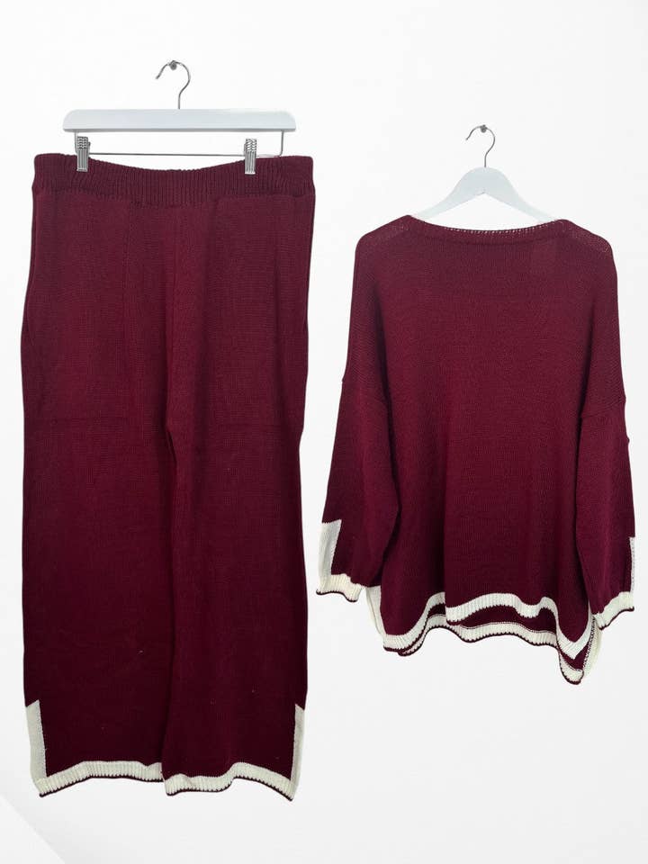 Miss Bold - Wholesale Lounge Set - Women's - Italian Oversized Contrast Trim Knitted Co Ord Set6