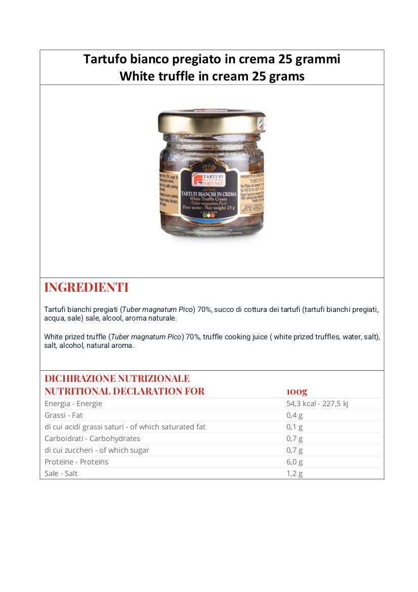 Metina SAS – wholesale Sauce – White truffle in cream 25 grams1