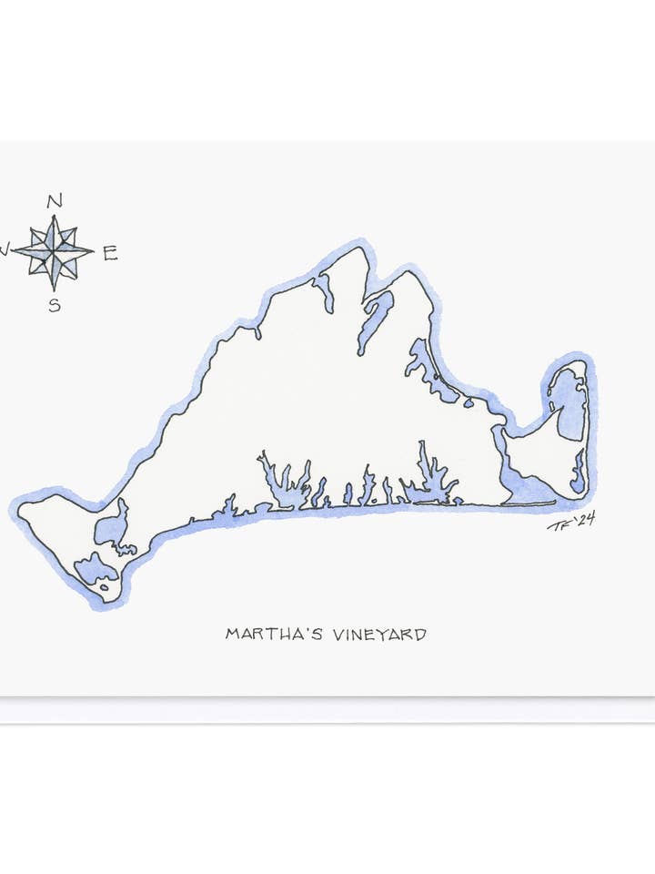Martha's Vineyard, Map, Coastal and Everyday Card for wholesale by Toute-Petite