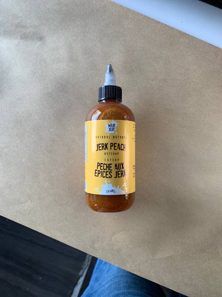 Jerk Peach Ketchup - A Fruity and Spicy Twist for wholesale by Mojo Jojo Pickles and Preserves