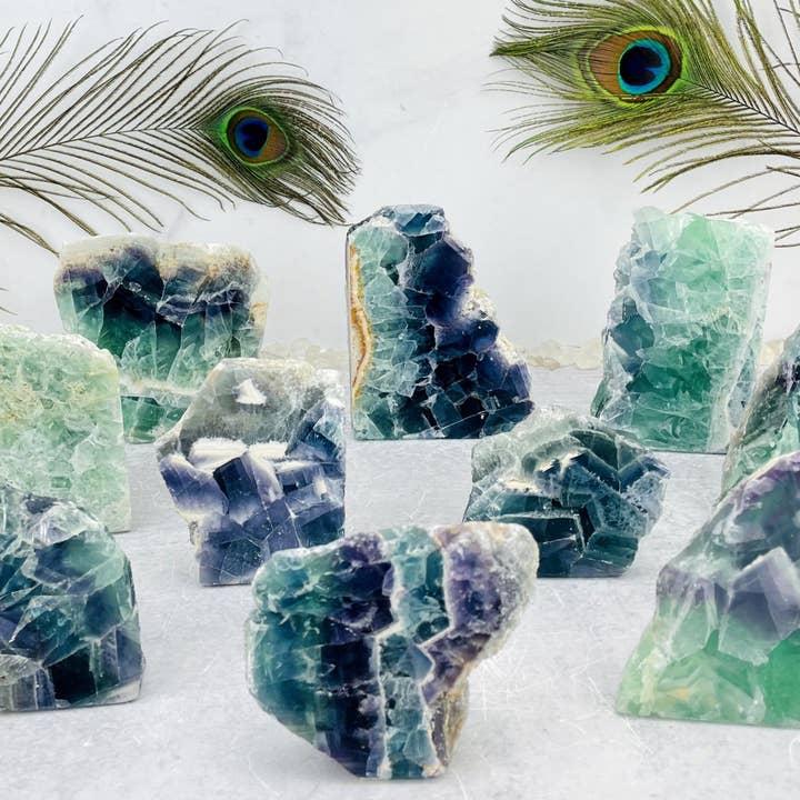 Rock Paradise - Wholesale Spiritual Stone/Crystal - Fluorite Cut Base Crystals - By Weight - (RK26)