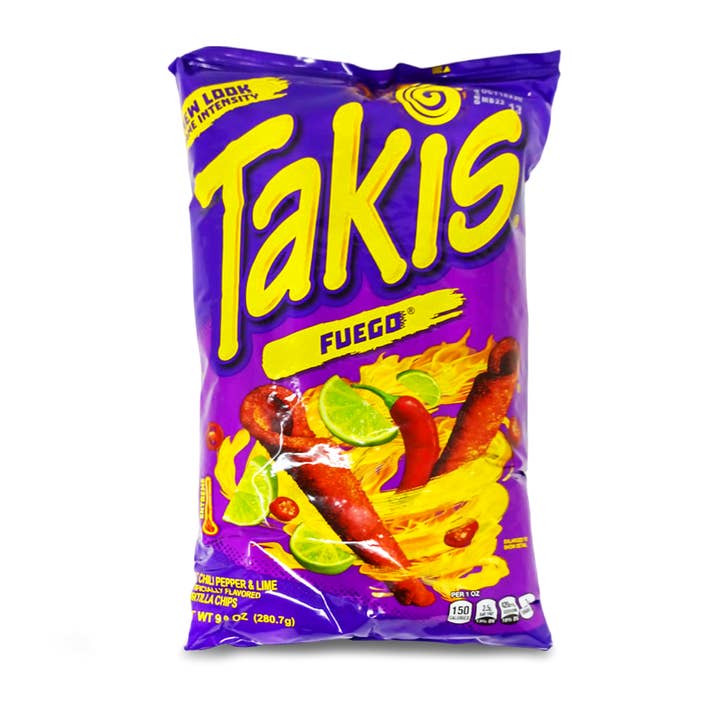 Barcel, Takis Fuego Hot Chili Pepper & Lime Flavored Corn Tortilla Chips Snacks 9.9 oz for wholesale by SaniLLC