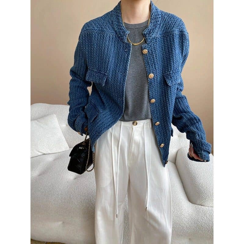 Wholesale Textured Chanel Style Denim Jacket for your store - Faire