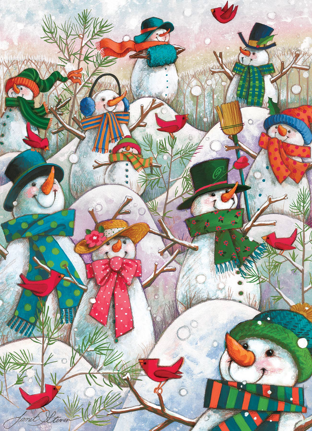 Outset Games and Cobble Hill Puzzles - Wholesale Puzzle - Adult - Hill of a Lot of Snowmen 500pc puzzle1