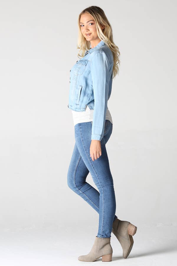 ANGIE - Wholesale Denim Jacket - Women's - SJ919-ASIS WASHED DENIM TENCEL BUTTON FRONT JACKET13