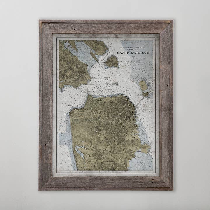 San Francisco Map Vintage Art Print 24" x 18" for wholesale by Archive Print Co.