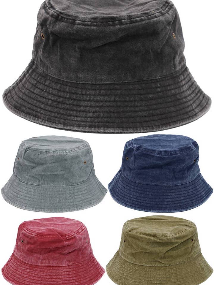 Pigment Stone Washed Twill Cotton Bucket Hat for wholesale by Cap Zone
