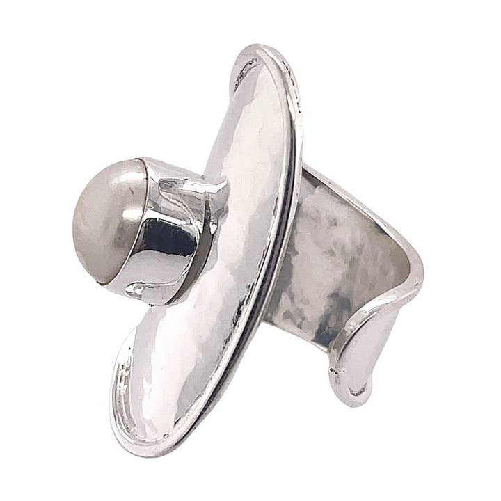 STERLING SILVER FRESH WATER PEARL WRAP ADJUSTABLE RING for wholesale by Balaam Design