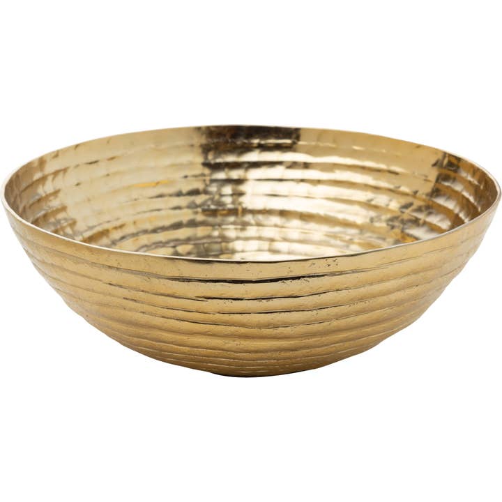GE00224 : Bol décoratif en aluminium martelé, finition dorée, 9x3 pouces pour la vente par Silver Tree Home & Holiday