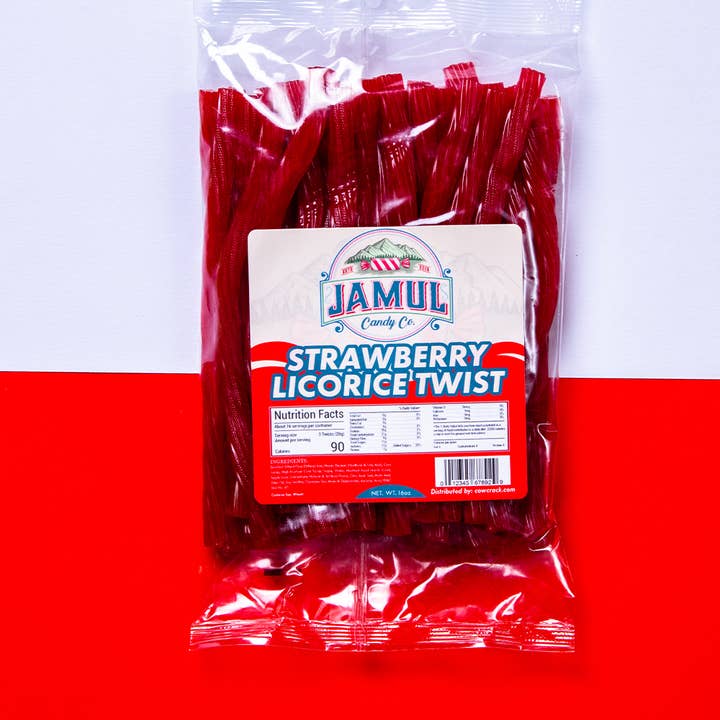 Jamul Candy Co. Strawberry Licorice 16 OZ for wholesale by Cow Crack Wholesale