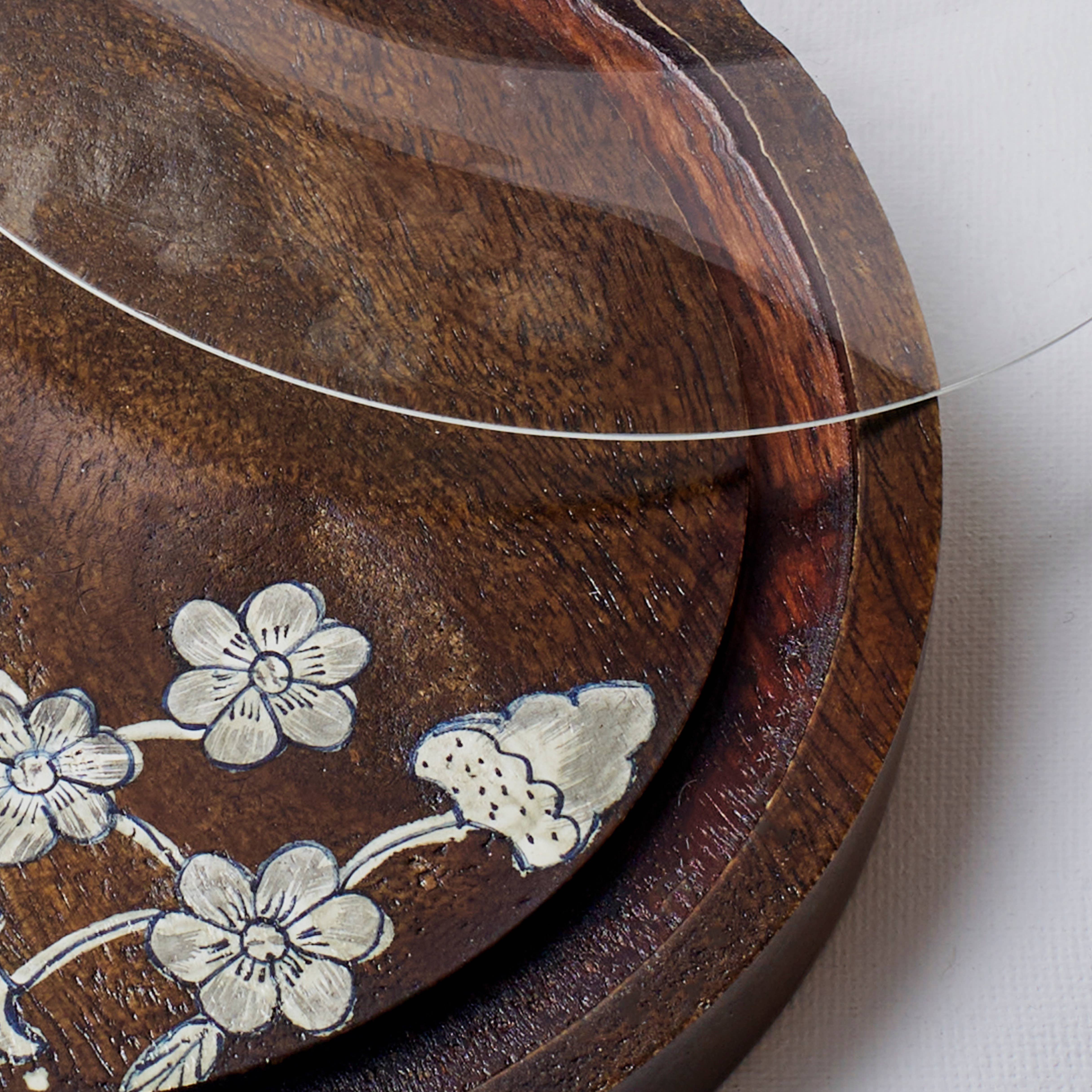 Atolia Designs – wholesale Tårtfat – Handmålad brun träklocka2