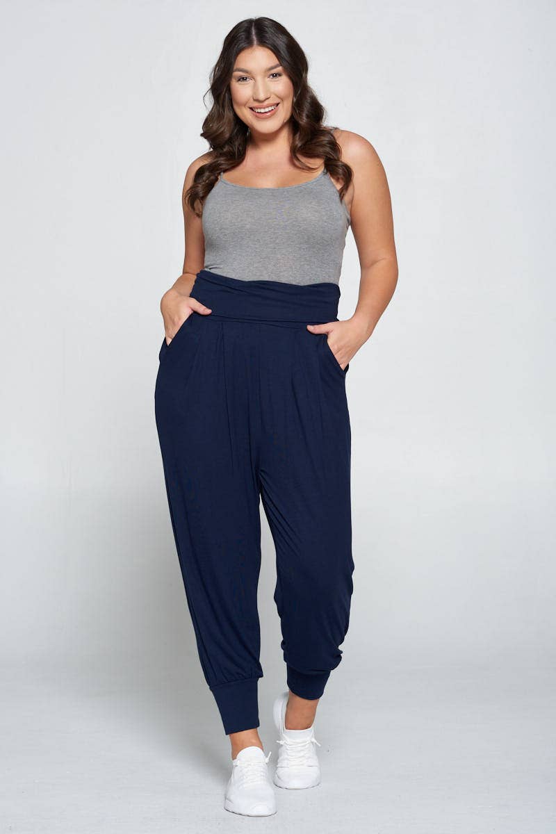 Allium - Wholesale Pants - Women's - Plus Size Banded Waist Harem Joggers3