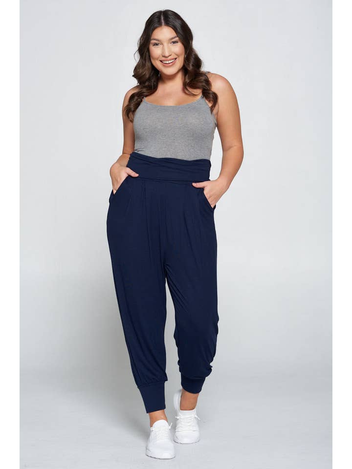 Allium - Wholesale Pants - Women's - Plus Size Banded Waist Harem Joggers3