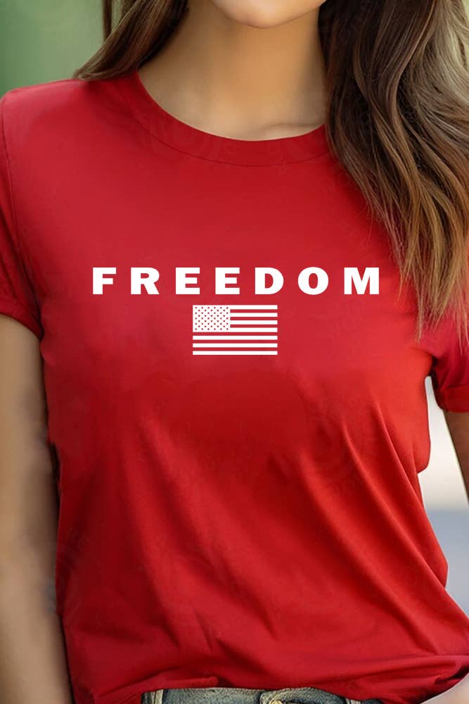 Top Avenue - Wholesale T-Shirt (Graphic) - Unisex - Freedom Flag Unisex Round Neck Tee3