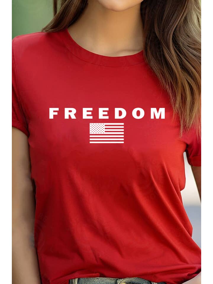 Top Avenue - Wholesale T-Shirt (Graphic) - Unisex - Freedom Flag Unisex Round Neck Tee3