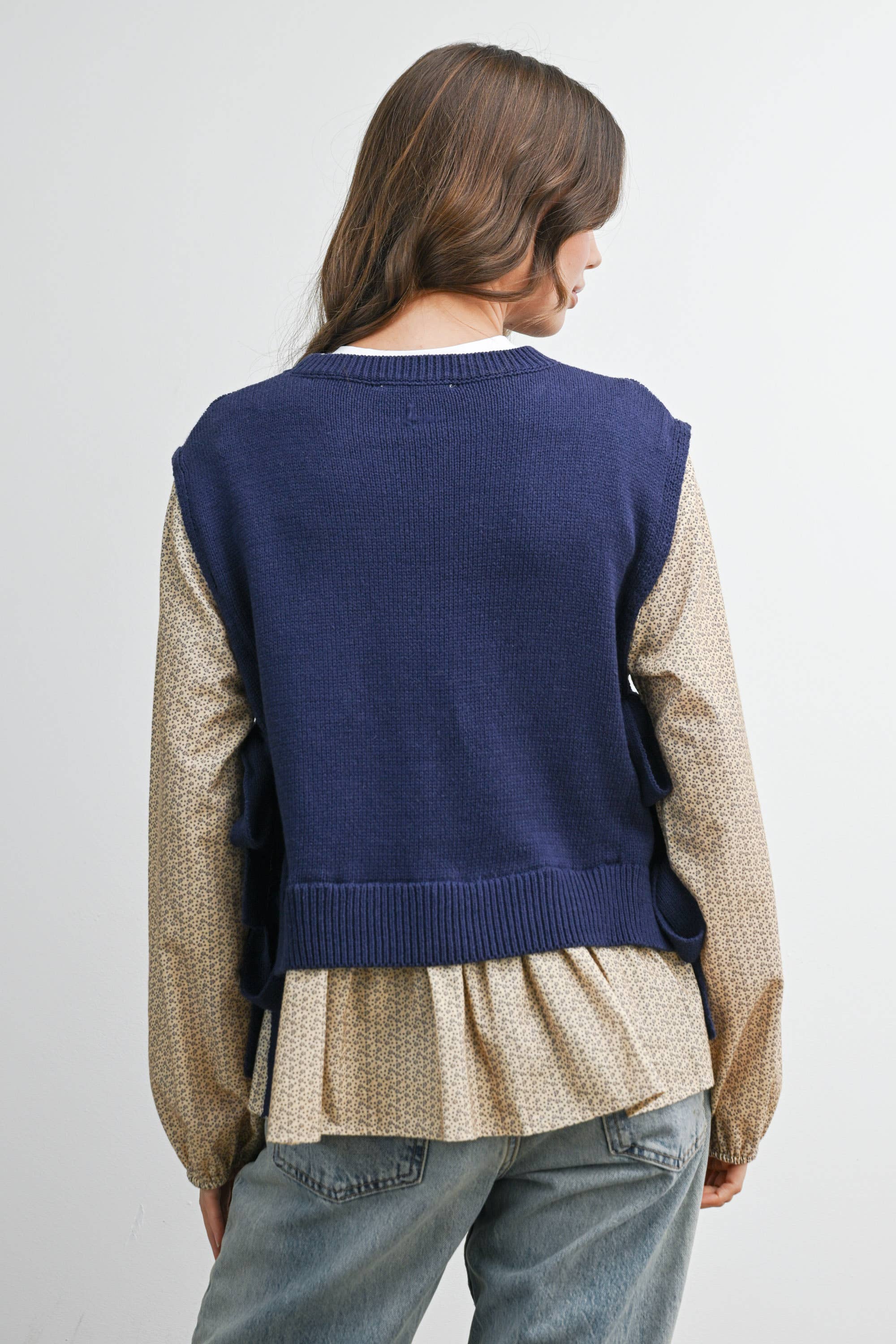 BUTTERMELON - Wholesale Shirt - Women's - Side Ribbon-Tied Knitted Top - BMW775915