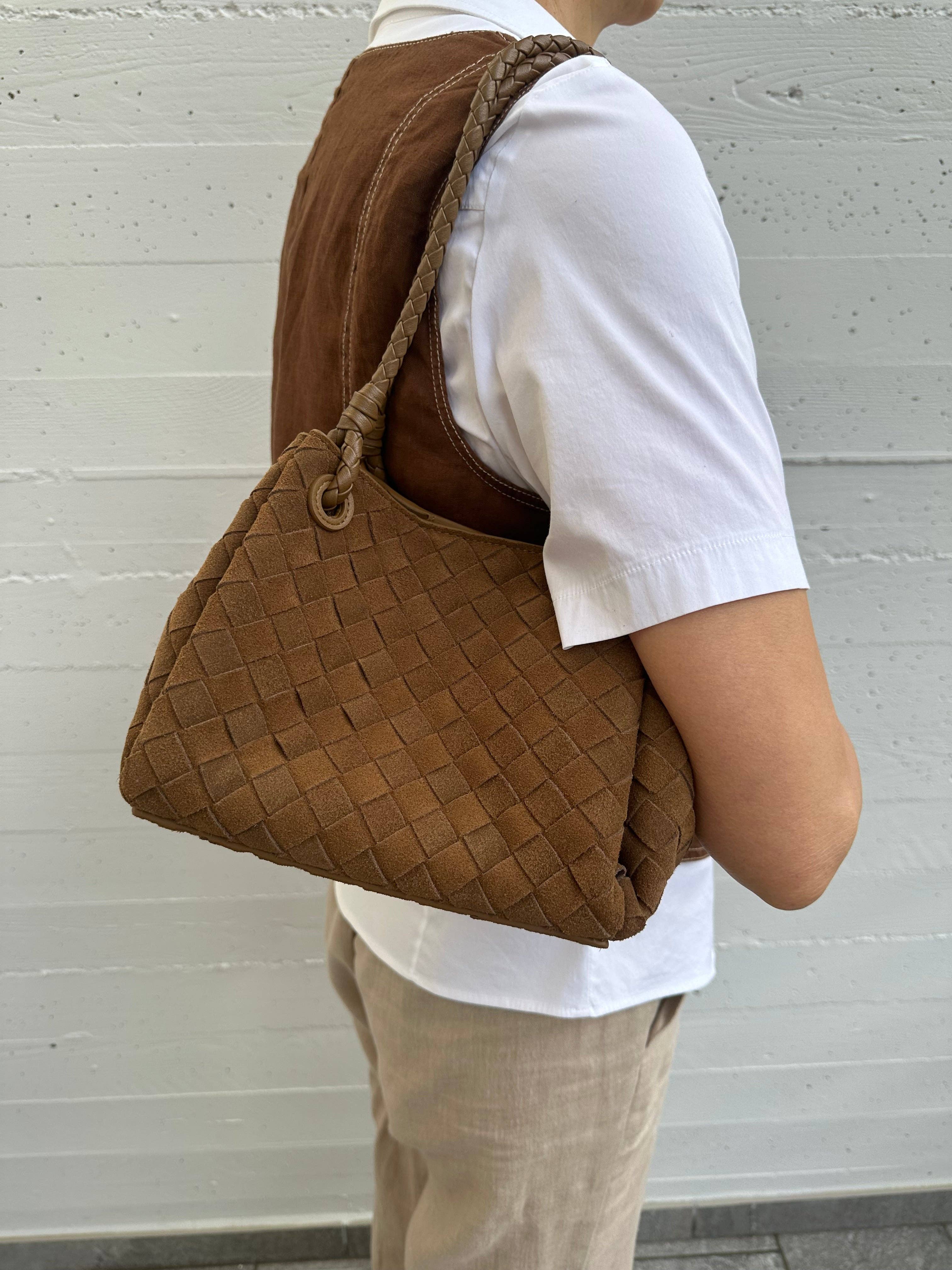 Zhade – Bolsa de ombro – Mulher por atacado – EMMA tecido-camurça5