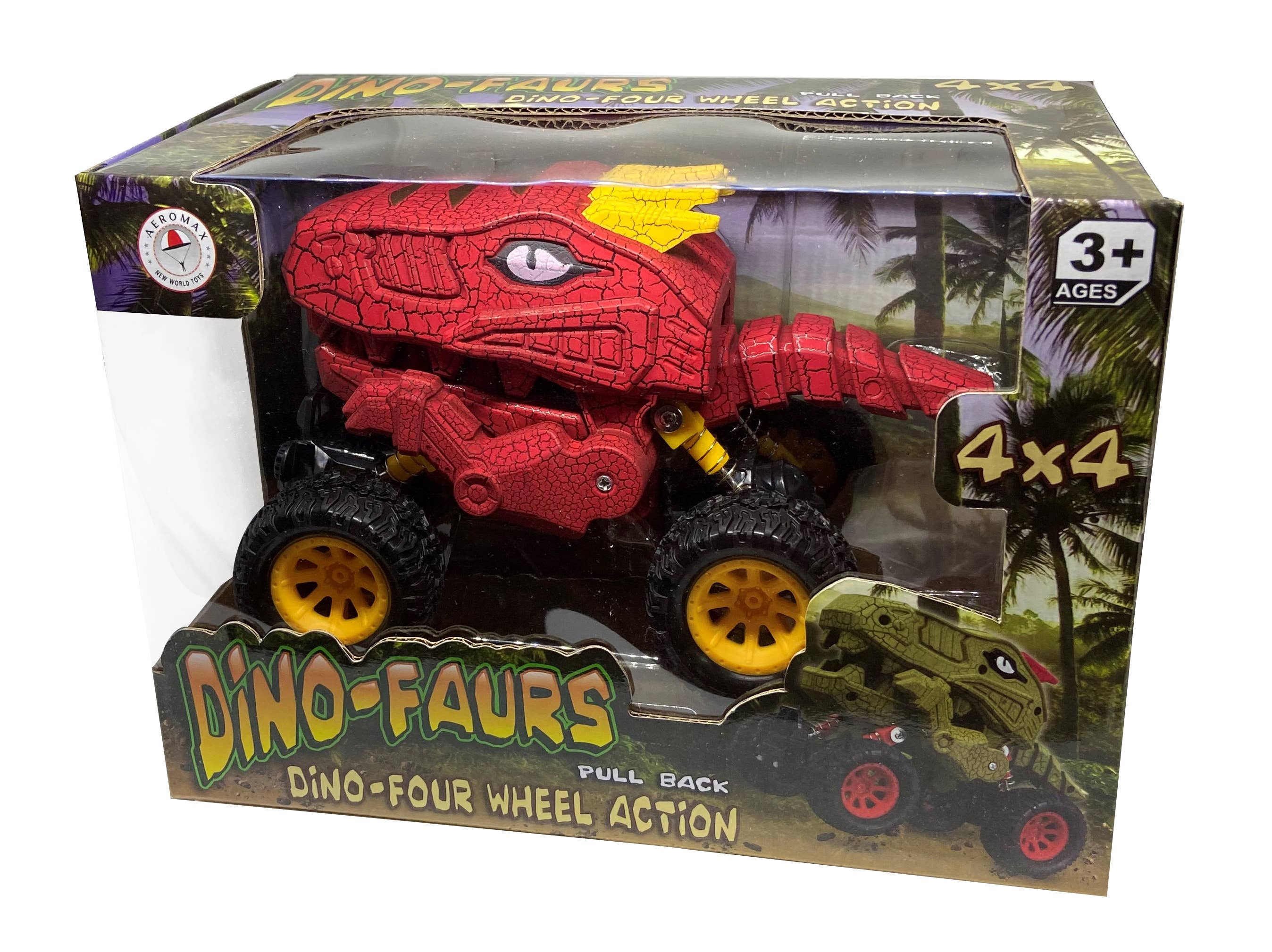 Aeromax Toys - Wholesale Toy Car/Truck - Kids - Pull Back 4 Wheel Dinosaur Truck In Window Gift Box2