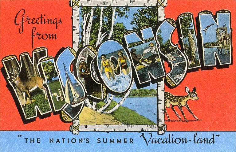 Found Image Press - Wholesale Postcard - Postcard WI-123 Greetings from Wisconsin0