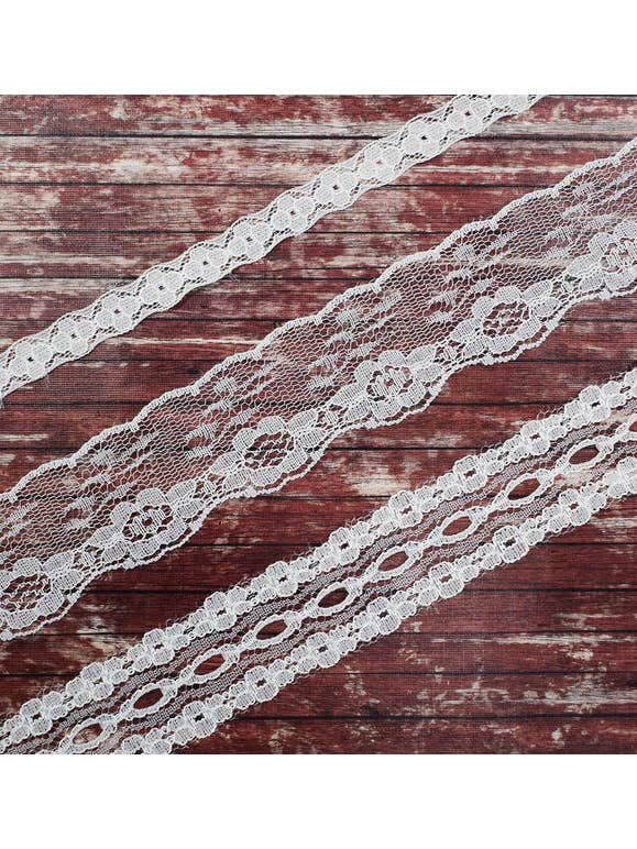 CrafTreat Nylon Lace Trims 4 2Yards each 3 Designs for wholesale by CrafTreat
