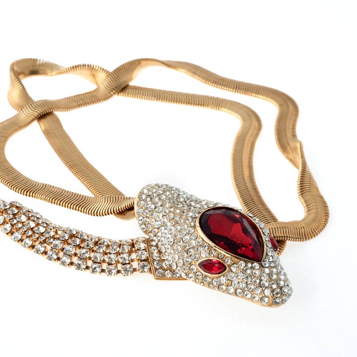 Choker com corrente de cobra e detalhe em cabeça e cauda por atacado de HUB161