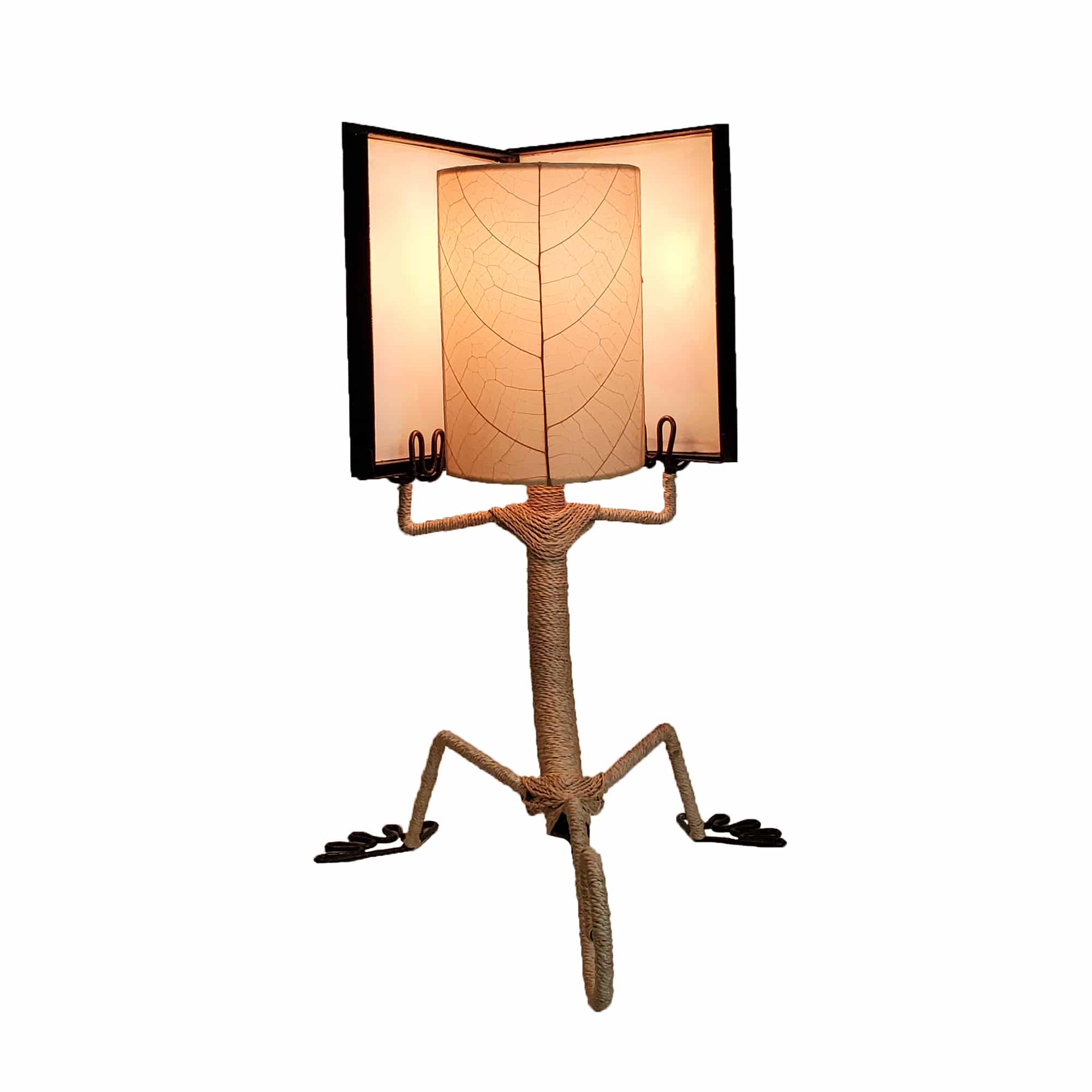 Eangee Home Design - Wholesale Accent/Desk Lamp - Enlightened Gecko Table Lamp Natural, Cocoa Leaves on Shade7