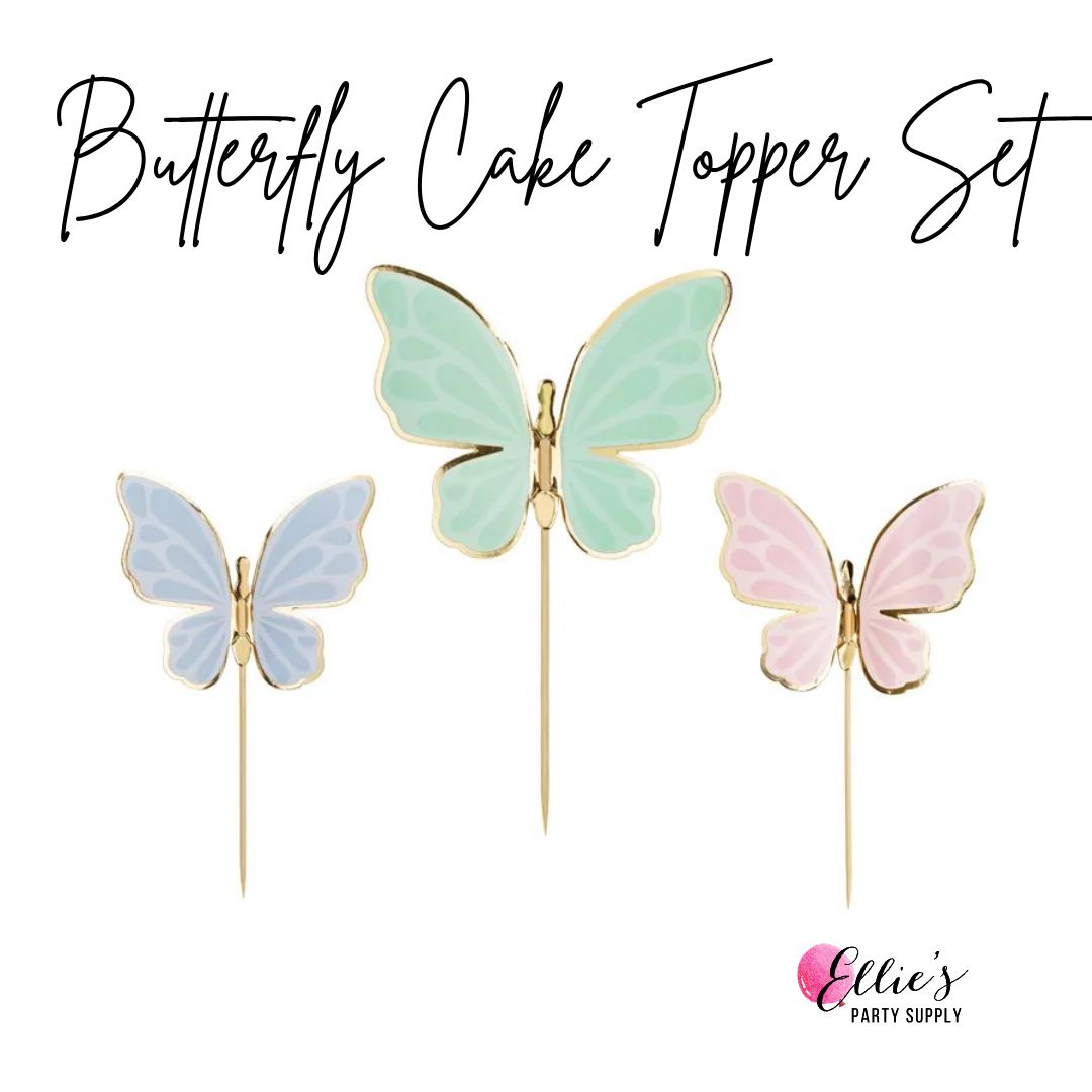 Ellie's Party Supply – wholesale Cake/cupcake topper – Butterfly Cake Toppers  Mixed Colors (9 x 6.5 cm)0