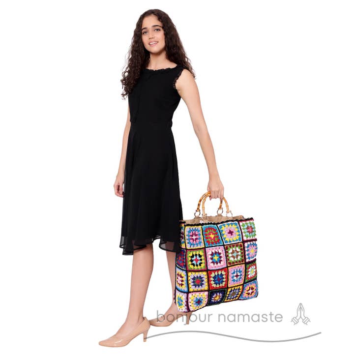 Tote Patchwork en Laine Prêt pour la Boutique – Mode Éthique pour la vente par Bonjour Namaste