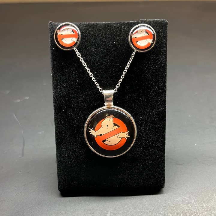 Ghostbusters Sublimated Necklace & Earrings Set for wholesale by Dead Dave Designs