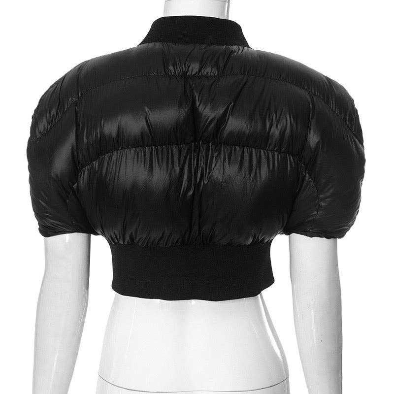 BLACK Every Fashion Short Sleeve Cropped Puffer Jacket 300 for wholesale on Faire6
