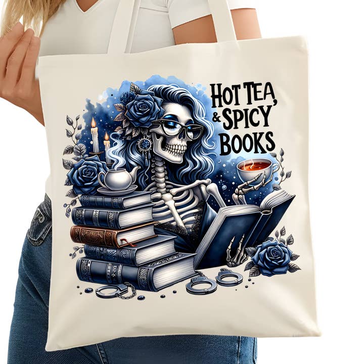 Sac fourre-tout livresque épicé pour thé chaud – Sac de lecture pour les amoureux des livres – Sac de lecteur de livres - Sac de lecteur de romance - Librairie pour la vente par Purely Bookish