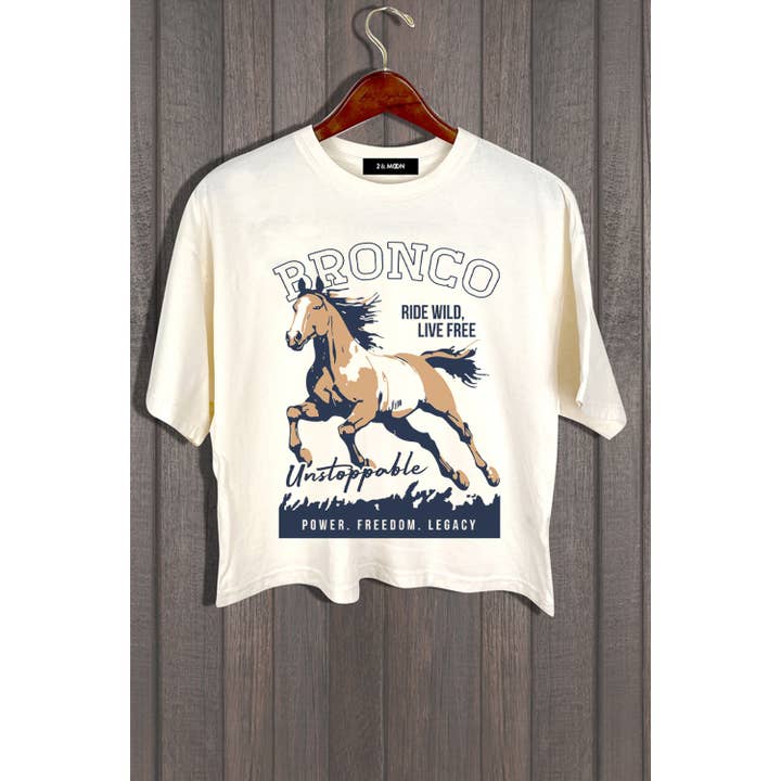 2&moon - Wholesale Screen Printed T-Shirt - Women's - BRONCO UNSTOPPABLE TOP1