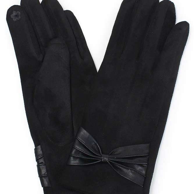 Hana - Wholesale Handschoenen - Dames - Ribbon Deco Suede Feel Winterhandschoenen