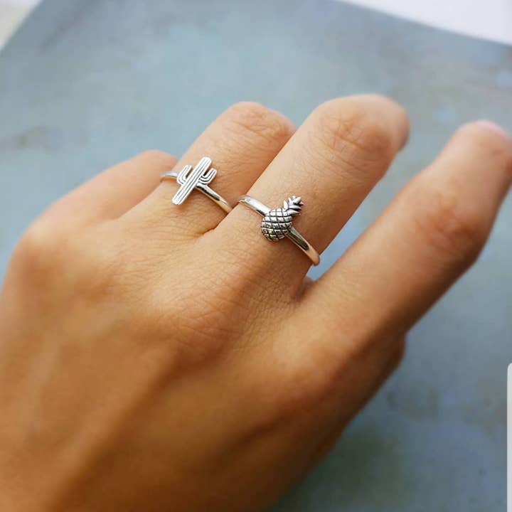 Nina Designs - Wholesale Band/Stacked Ring - Sterling Silver Cactus Ring